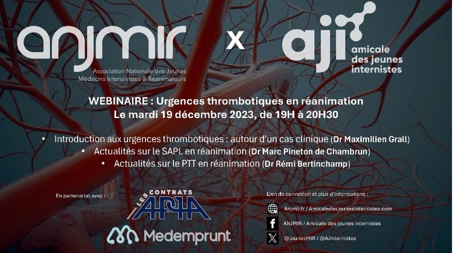 webinaire Urgences thrombotiques en réanimation - décembre 2023 ANJMIR